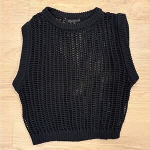 Deluc black knit pullover sweater tank womens size L